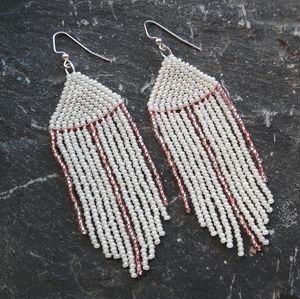 Pearl and pink Fringe earrings